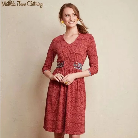 Matilda Jane Arianna Brick Red Orange Dress - Picture 1 of 10